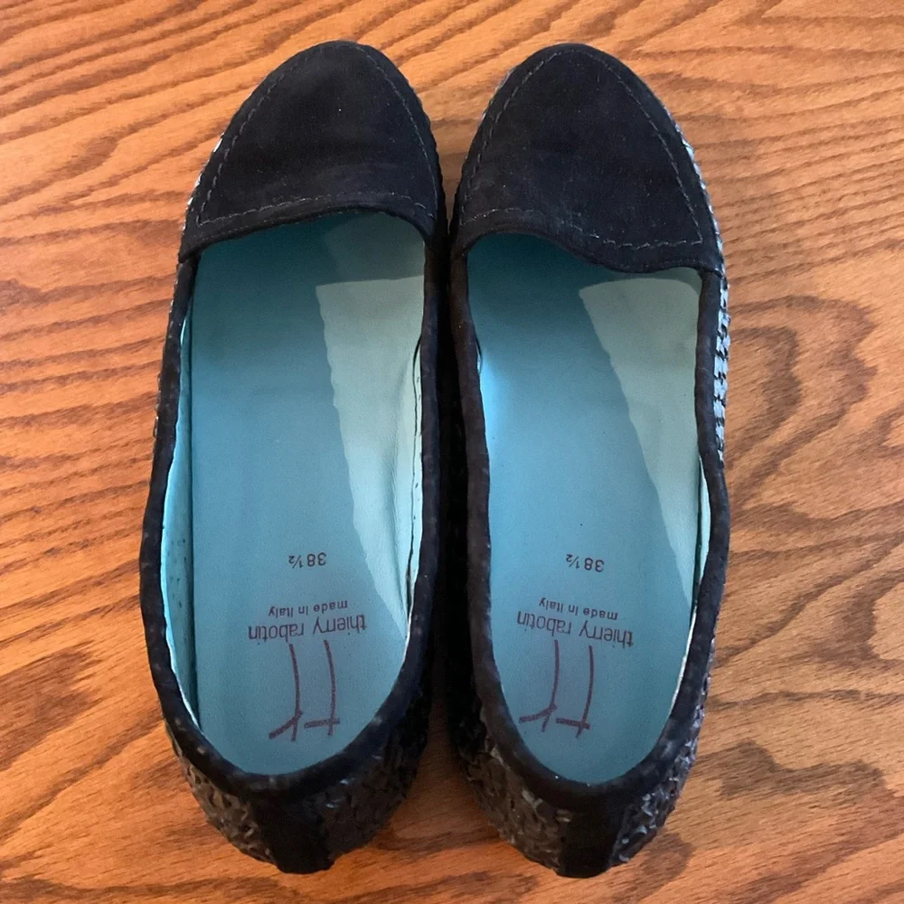Thierry Rabotin Black Suede/Leather, Sacchetto Technique Loafers, Sz 8.5
